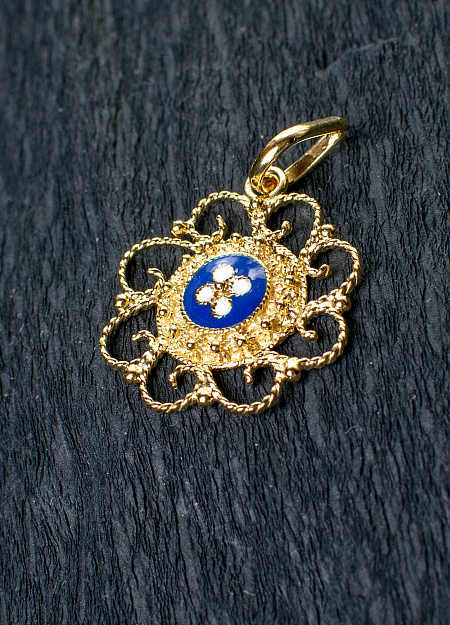 Pendant CARAMUJOS, pattern, Gold Plated Silver 1.3g, blue enamel