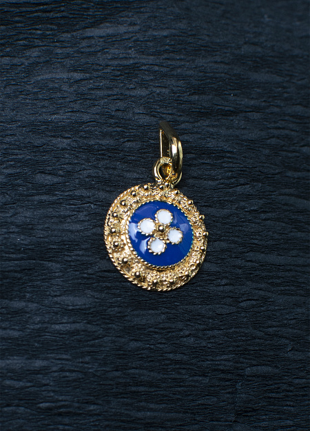 Necklace CARAMUJOS, Gold Plated Silver 0,8g, blue enamel